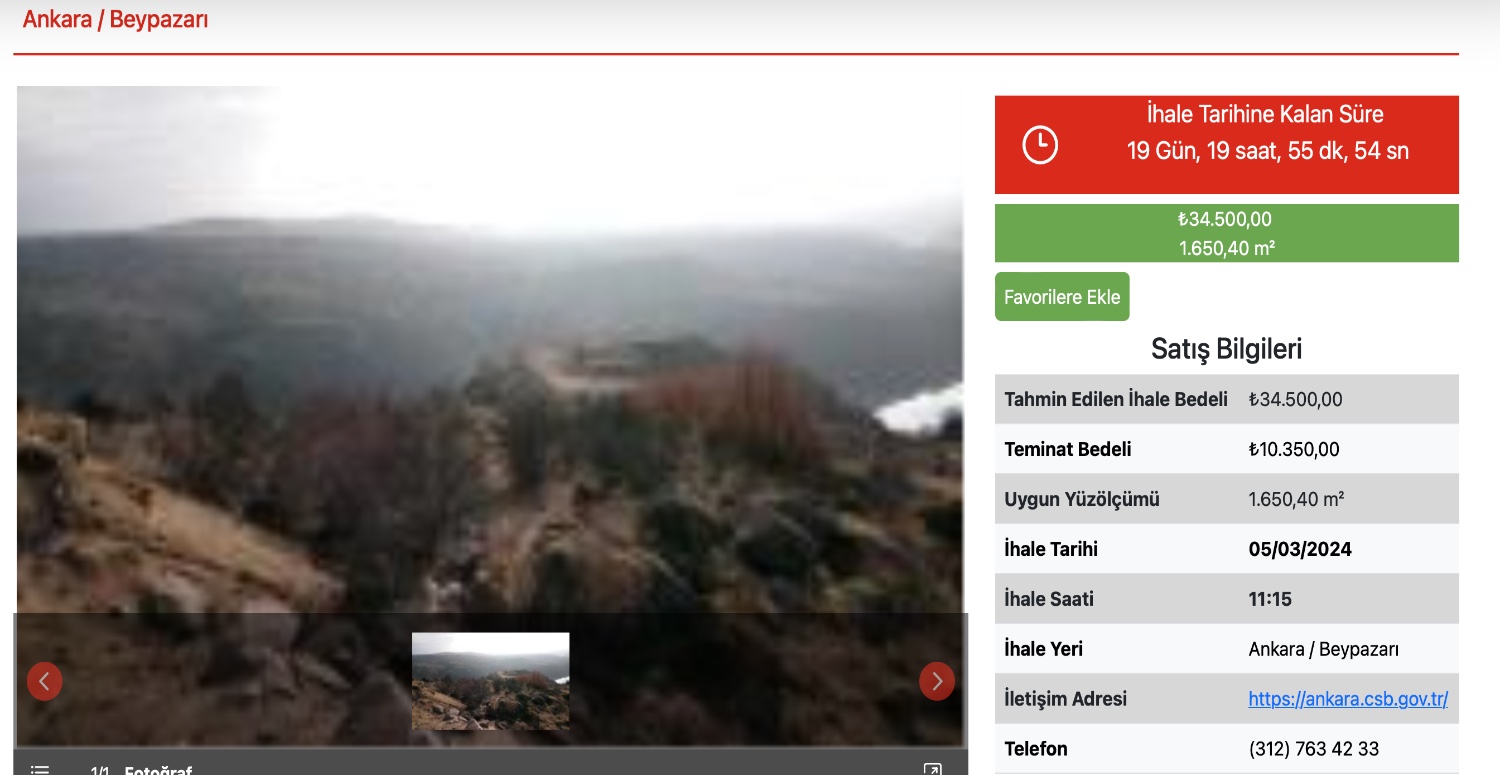 34 Bin TL’ye Ankara’nın en sevilen ilçesinde arsa satışa çıkarıldı! Herkes bu ihaleyi bekliyor