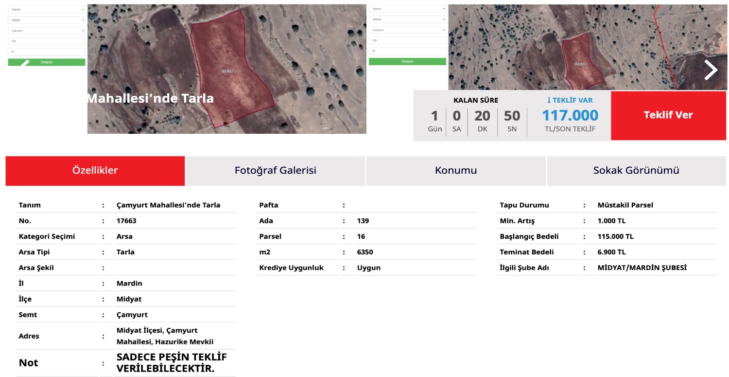 6.900 TL teminat bedelini yatırırsanız devasa büyüklükteki tarlayı sudan ucuza satın alacaksınız! Ziraat Bankası duyurdu
