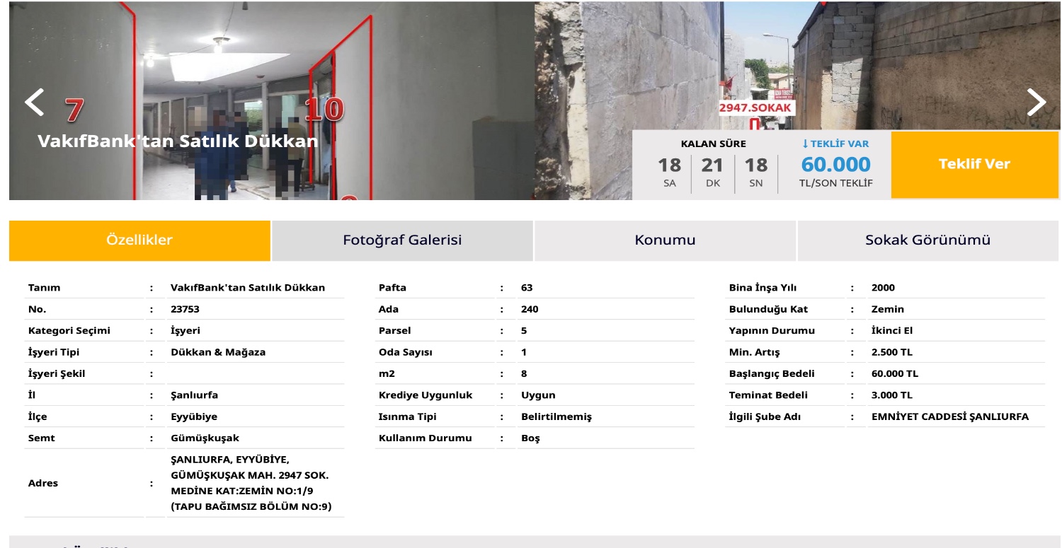 60.000 TL’ye dükkân sahibi olmak sizi bekliyor! Vakıfbank bomba gibi dükkan ilanını duyurdu