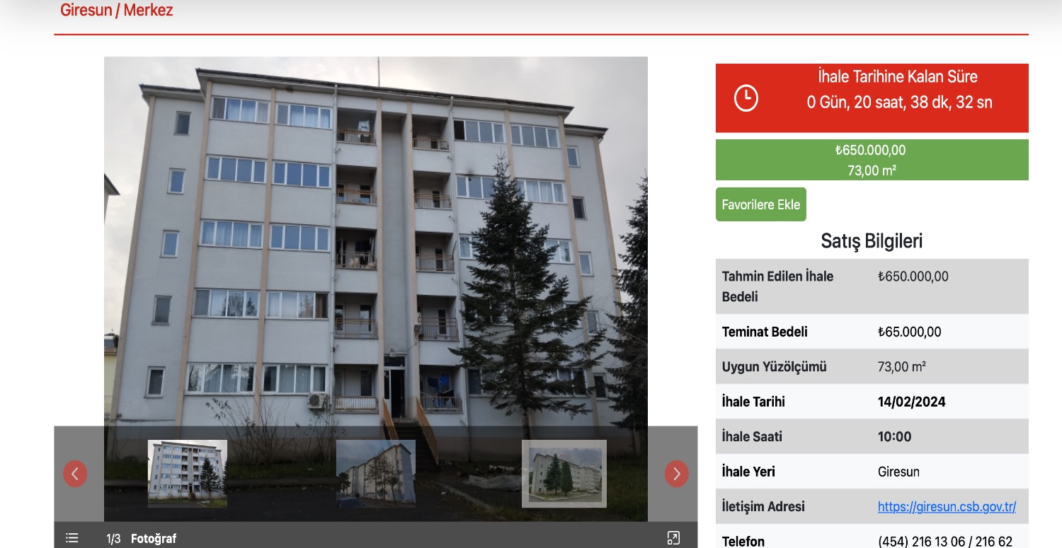 650.000 TL verip 5 katlı binanın sahibi olacaksınız! Yarın satışı yapılacak