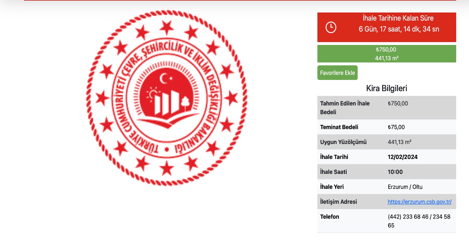 750 TL’YE 441,13 METRE² ARAZİ KİRALANACAK