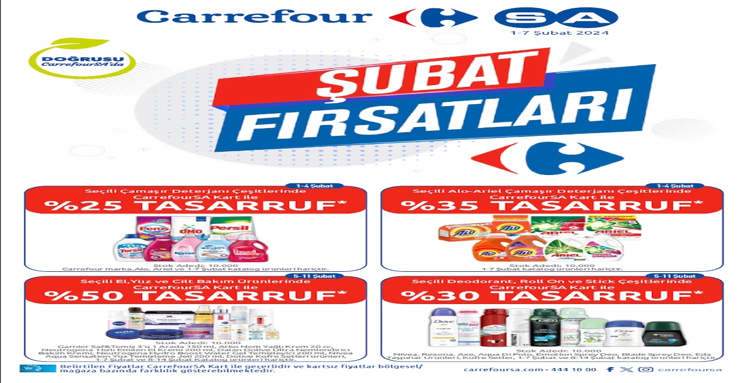 Başlık Düzenle Sil Şubat ayı fırsatları başladı! Yüzde 50 oranında indirim kampanyası CarrefourSA’da sizi bekliyor