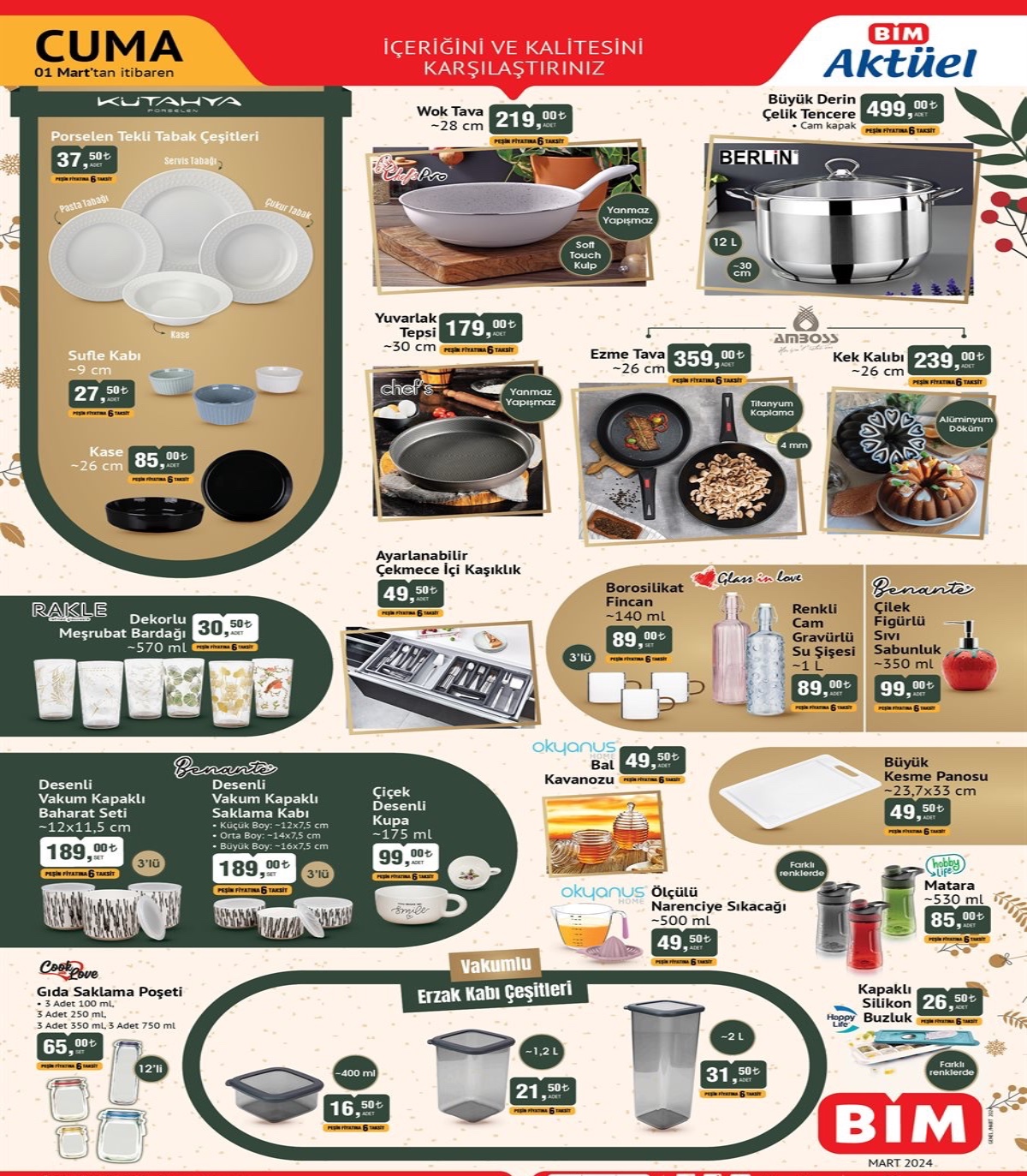 Bim 1 Mart 2024 aktüel kataloğu