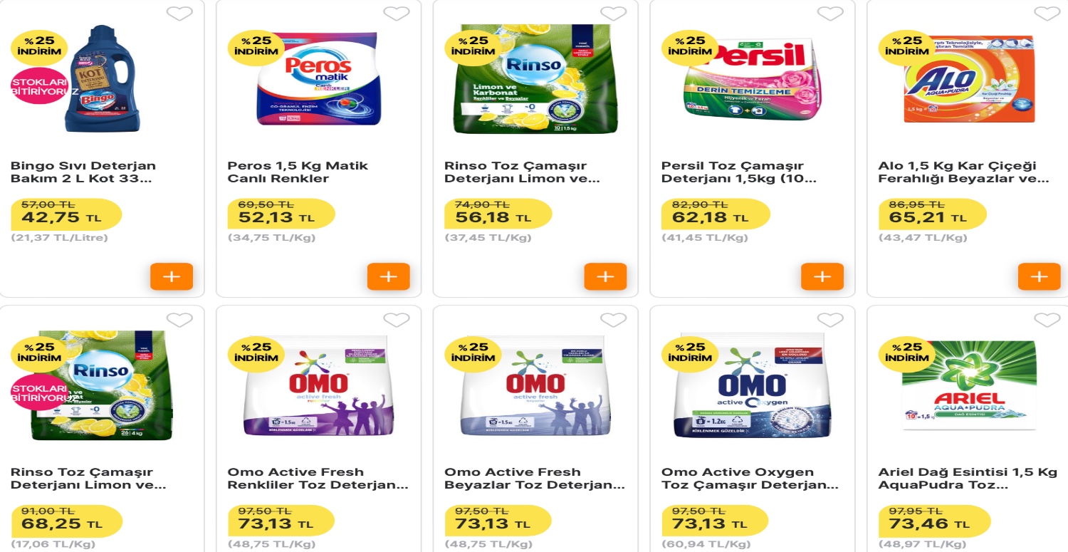 Hangi çamaşır deterjanına el atsanız indirime girdi! 42 TL’den başlayan fiyatlar sizi bekliyor