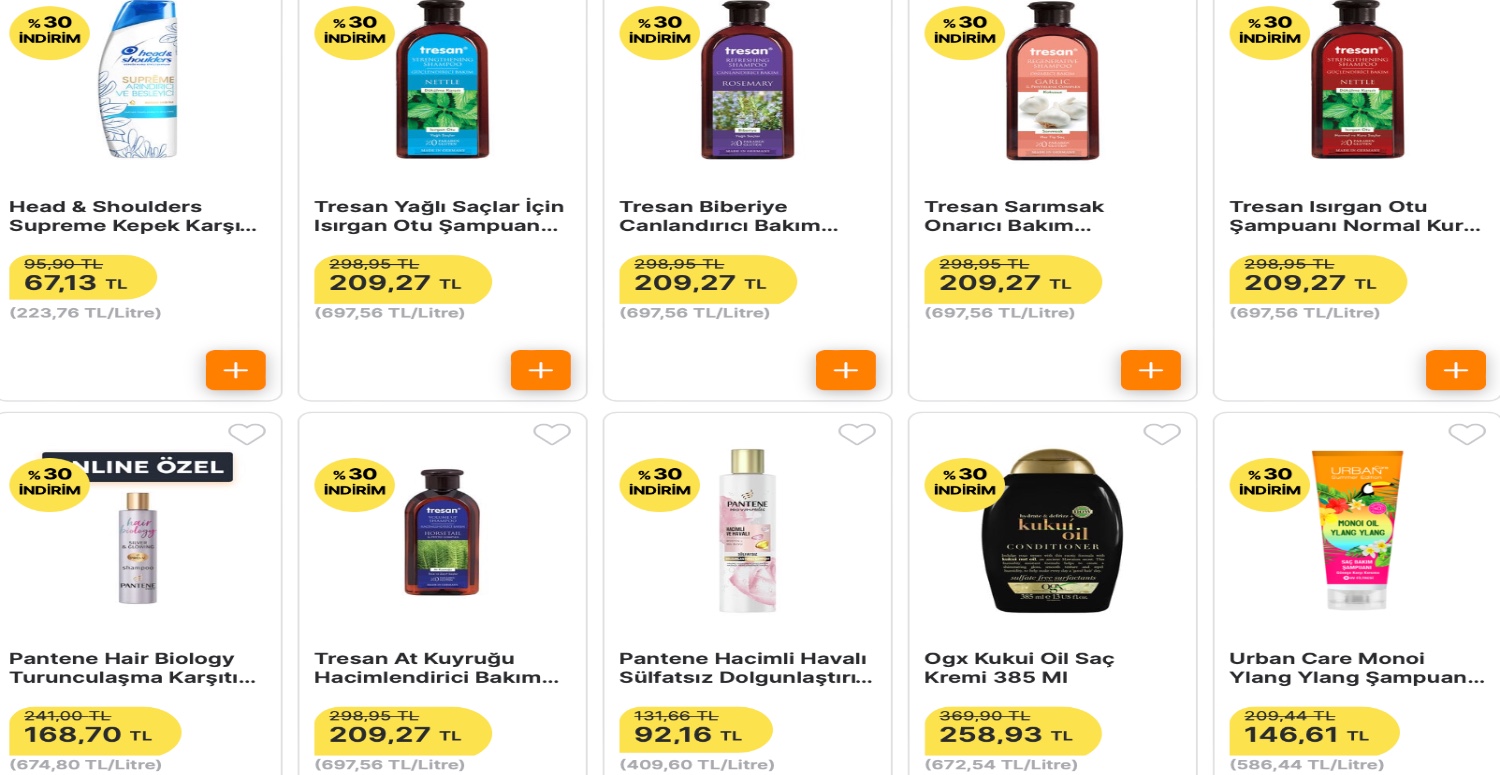 HANGİ ŞAMPUANA YA DA SAÇ KREMİNE EL ATSANIZ İNDİRİMLİ SATIŞTA OLACAK