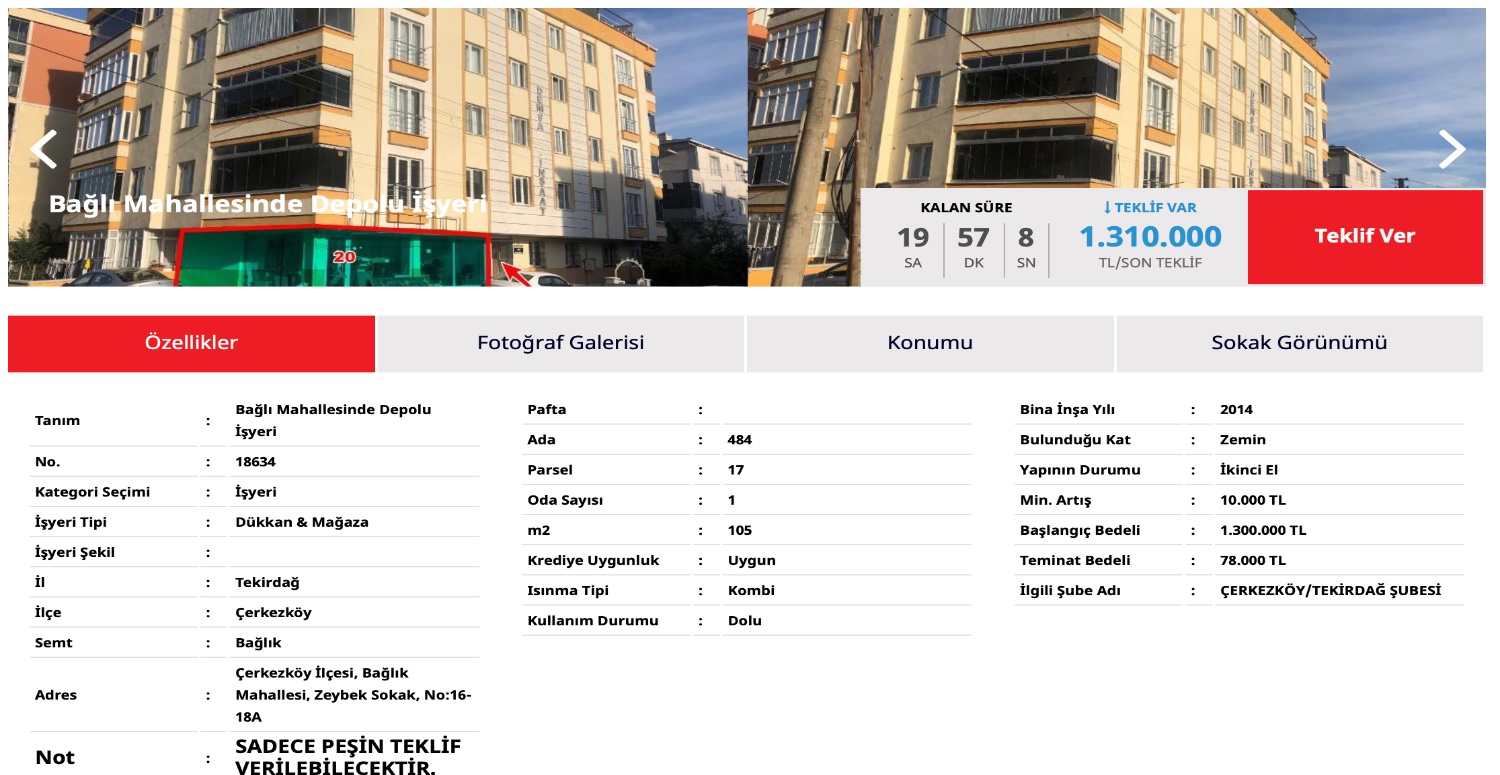 Hem depo hem iş yeri arayanlar bu fırsatı kapmak için yarışacak 1.300.000 TL’ye satışı yapılacak