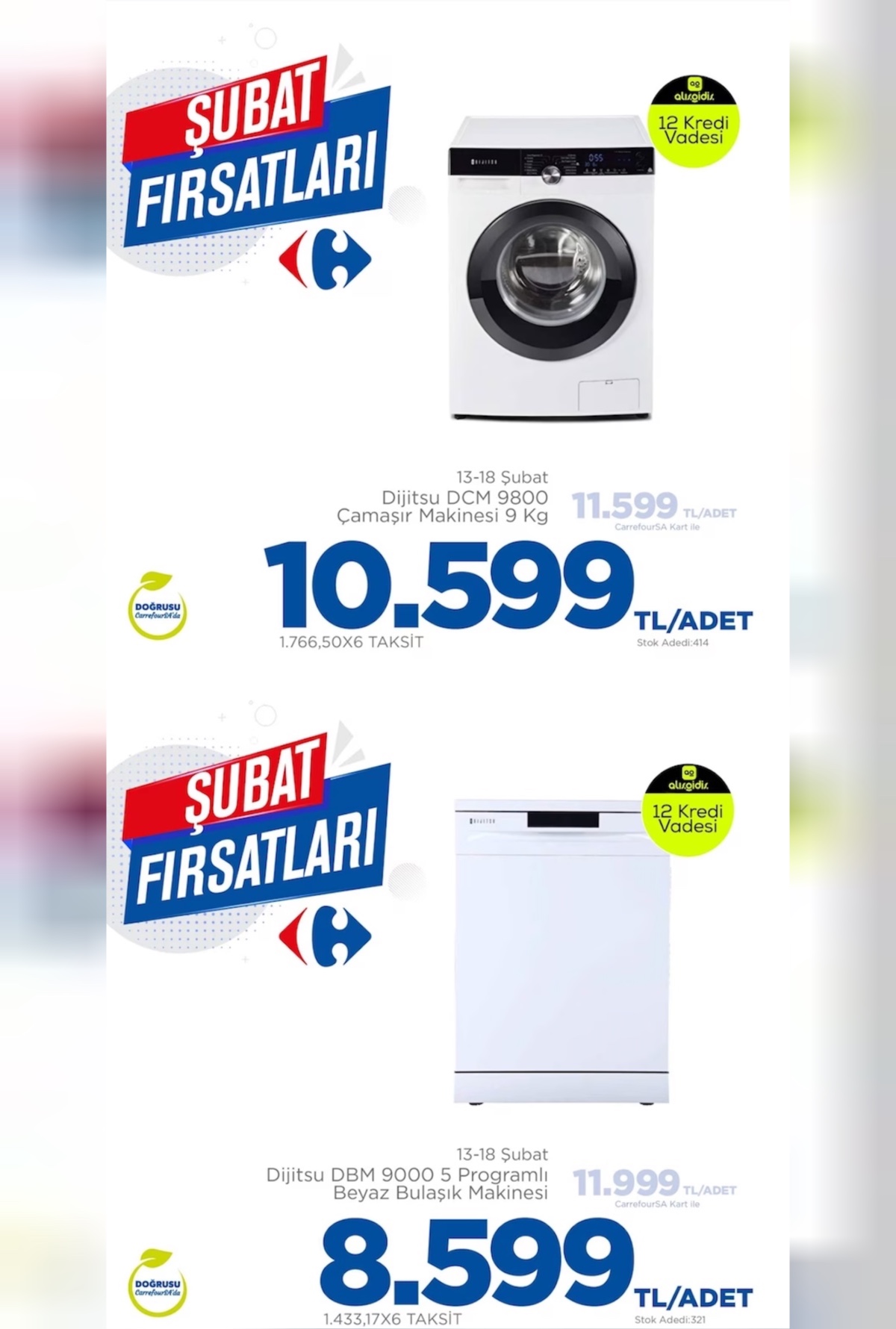 İndirimli beyaz eşya almak isteyenler CarrefourSA marketlere koşacak! 6.000 TL’den başlayan fiyatlar duyuruldu