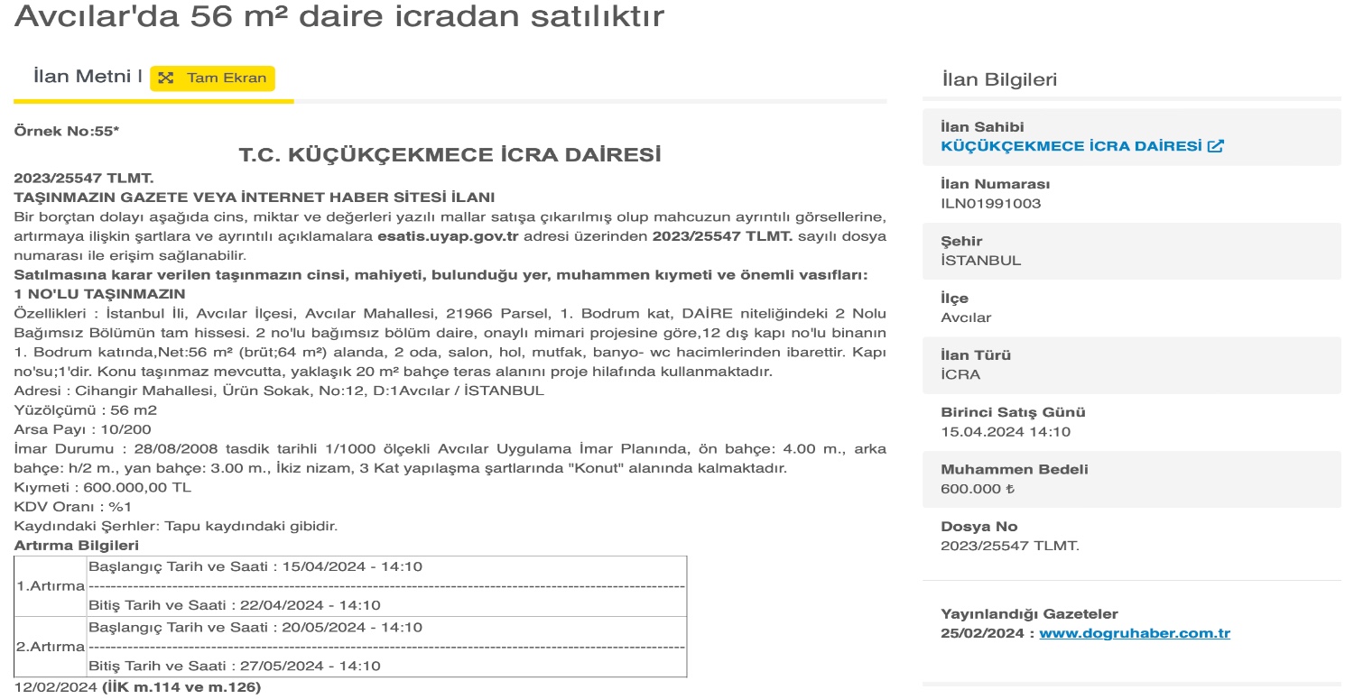 İstanbul'da 600.000 TL’ye daire satışa çıkartıldı! Küçükçekmece'de daire sahibi olmak isteyen kaçırmasın