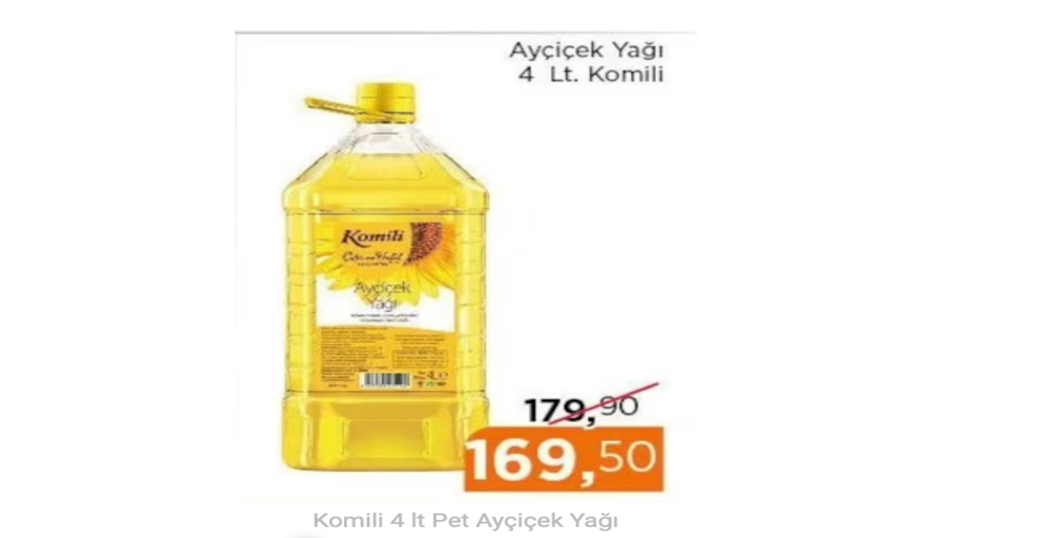 KOMİLİ MARKA AYÇİÇEK YAĞI 169 TL’YE DÜŞÜYOR