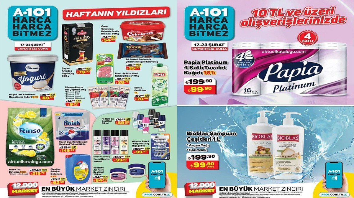Perakende devi A101, müşterilerine Şubat ayının ikinci yarısında sunacağı ürünleri ve fiyatlarını içeren katalogunu yayınladı.
