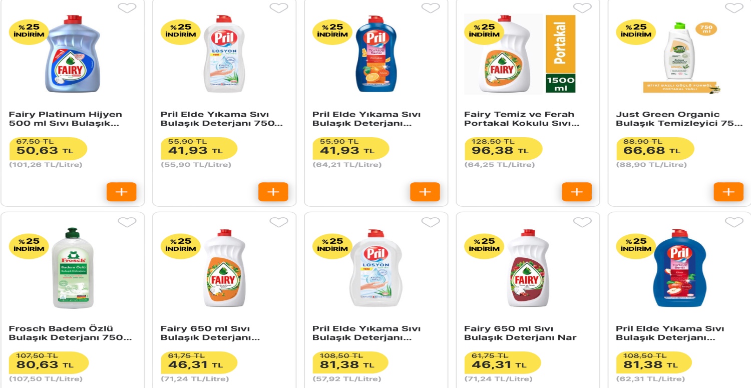 Sıvı bulaşık deterjanlarında yüzde 25 indirim kampanyası başladı! Pril’den Fairy’e tüm deterjanlar indirimde