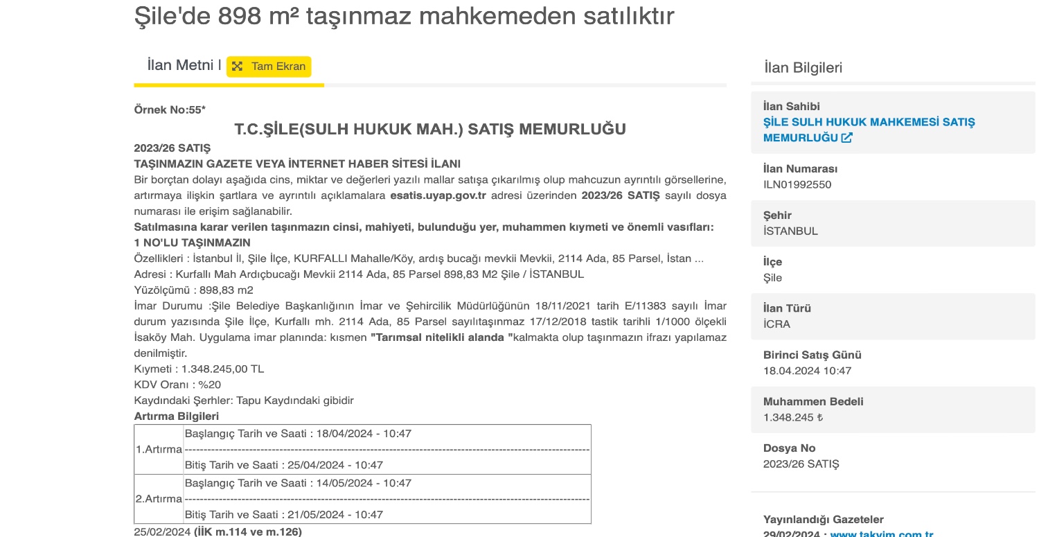 stanbul'da taşınmaz sahibi olmak isteyenler bu ilana bakmadan geçmesin! 898 metrekare taşınmaz satışta