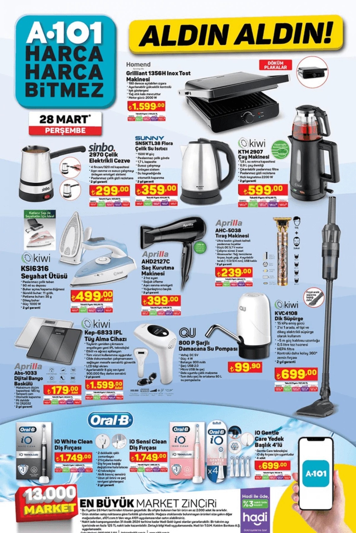 28 Mart Tarihli A101 İndirimli Ürünler Kataloğu