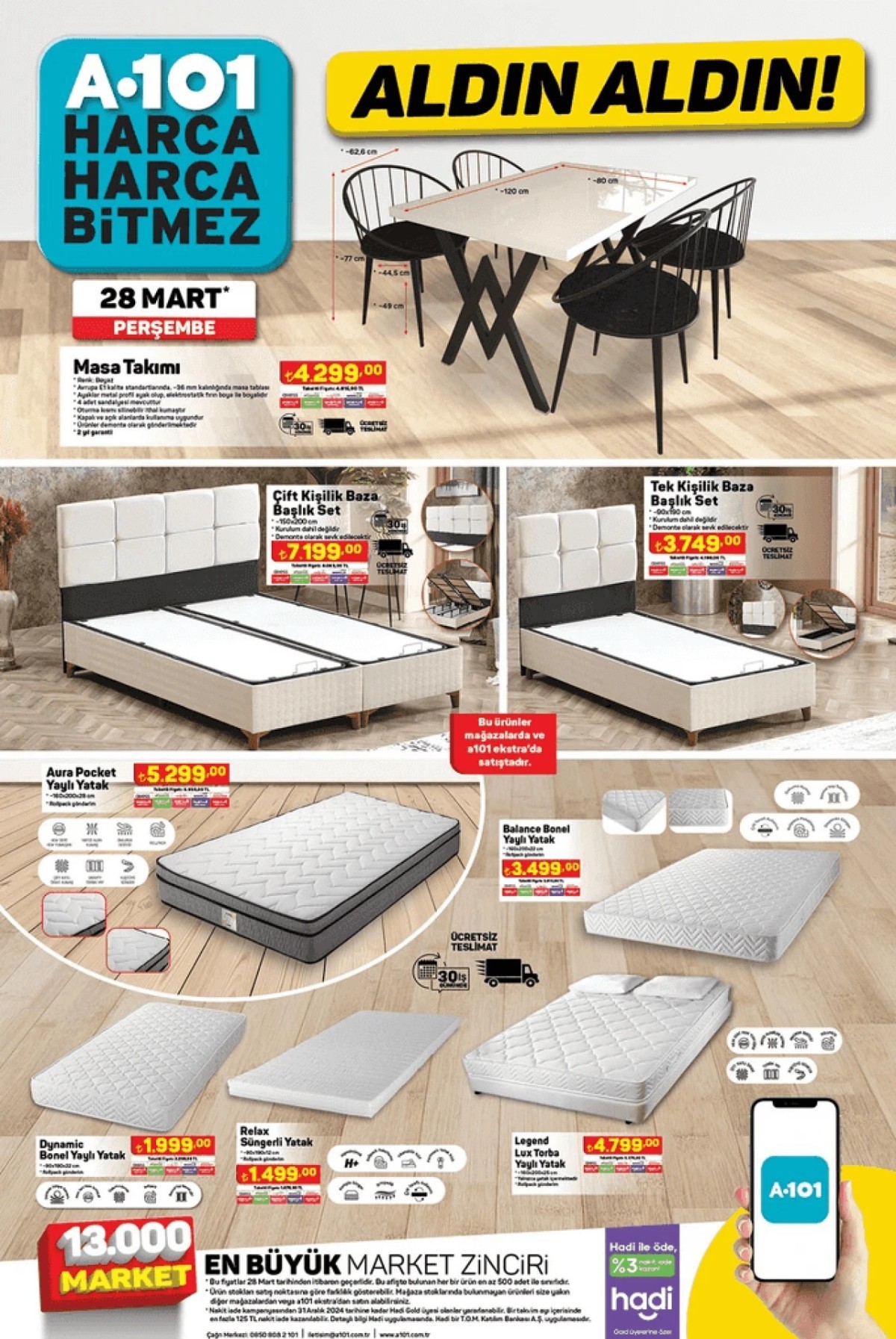28 Mart Tarihli A101 İndirimli Ürünler Kataloğu