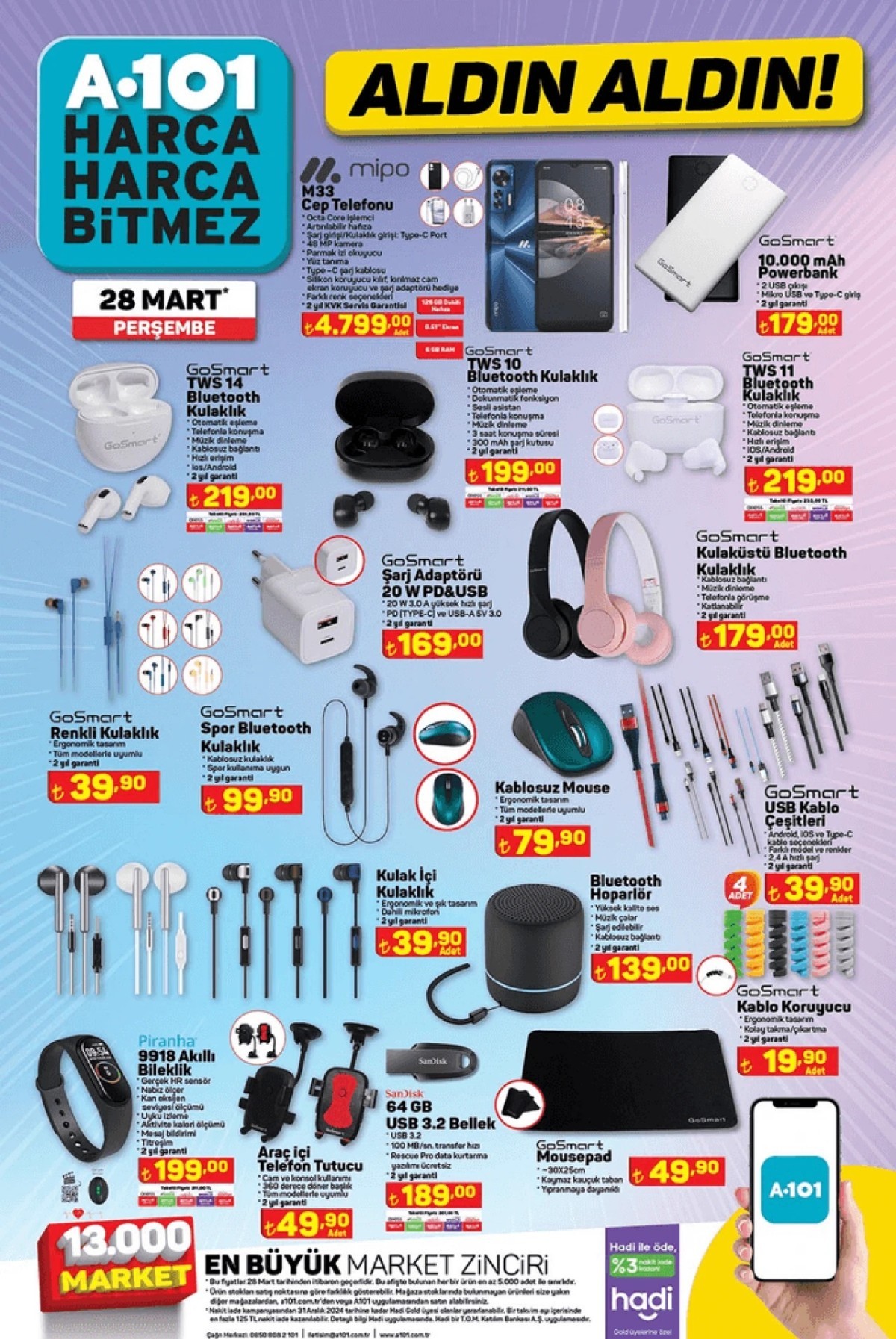 28 Mart Tarihli A101 İndirimli Ürünler Kataloğu