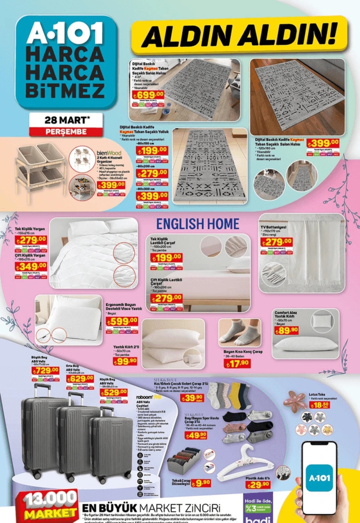 28 Mart Tarihli A101 İndirimli Ürünler Kataloğu