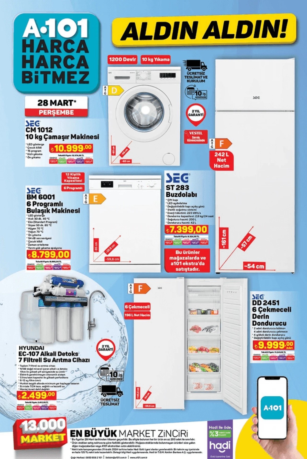 28 Mart Tarihli A101 İndirimli Ürünler Kataloğu