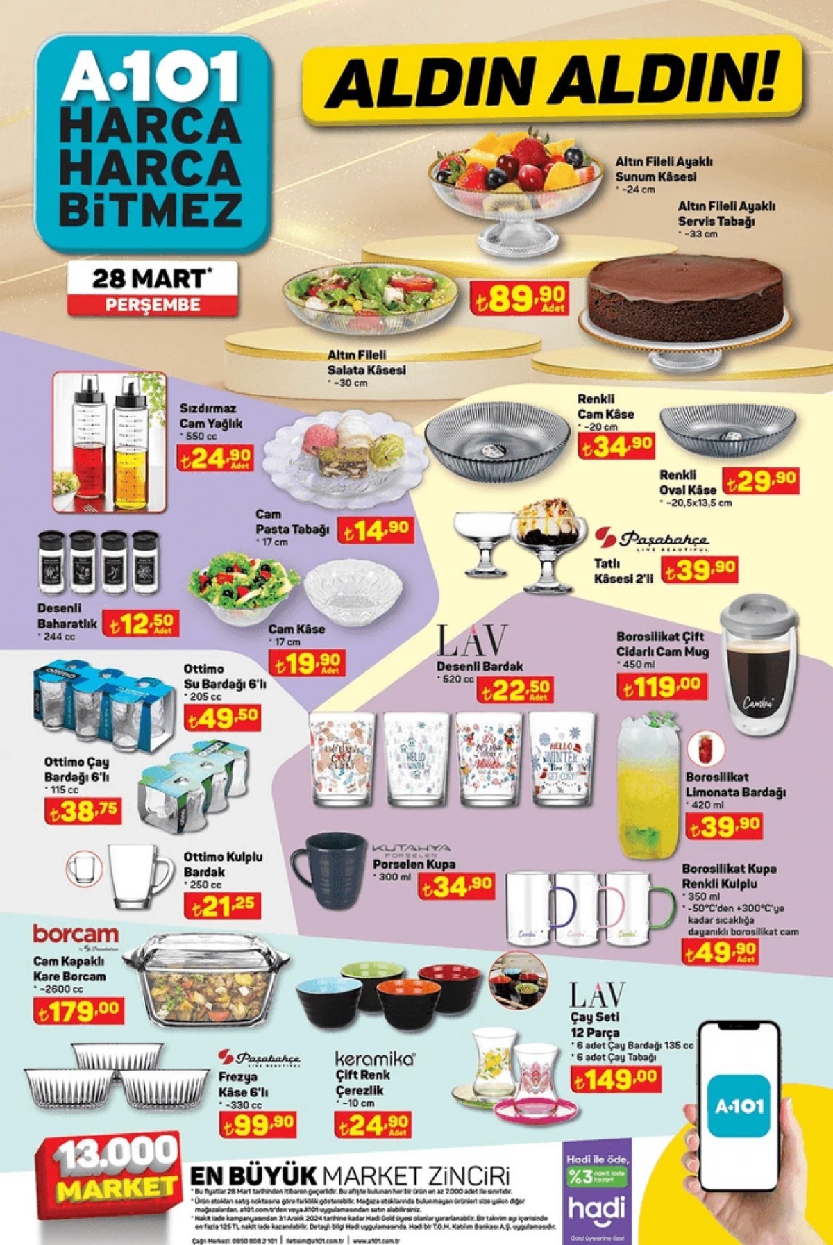 28 Mart Tarihli A101 İndirimli Ürünler Kataloğu