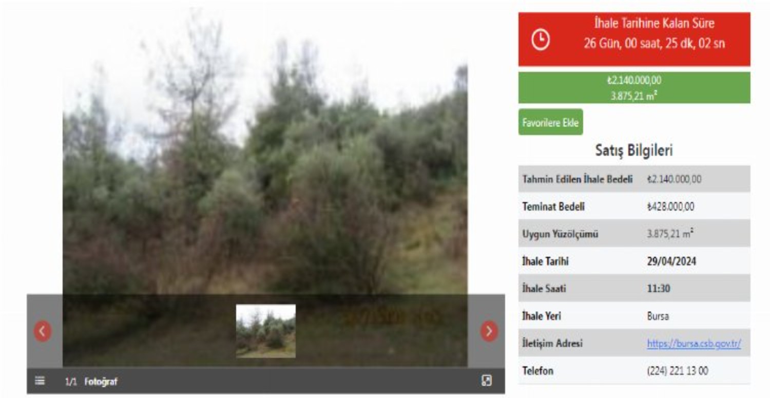 GÜRSU İLÇESİ TAŞINMAZI