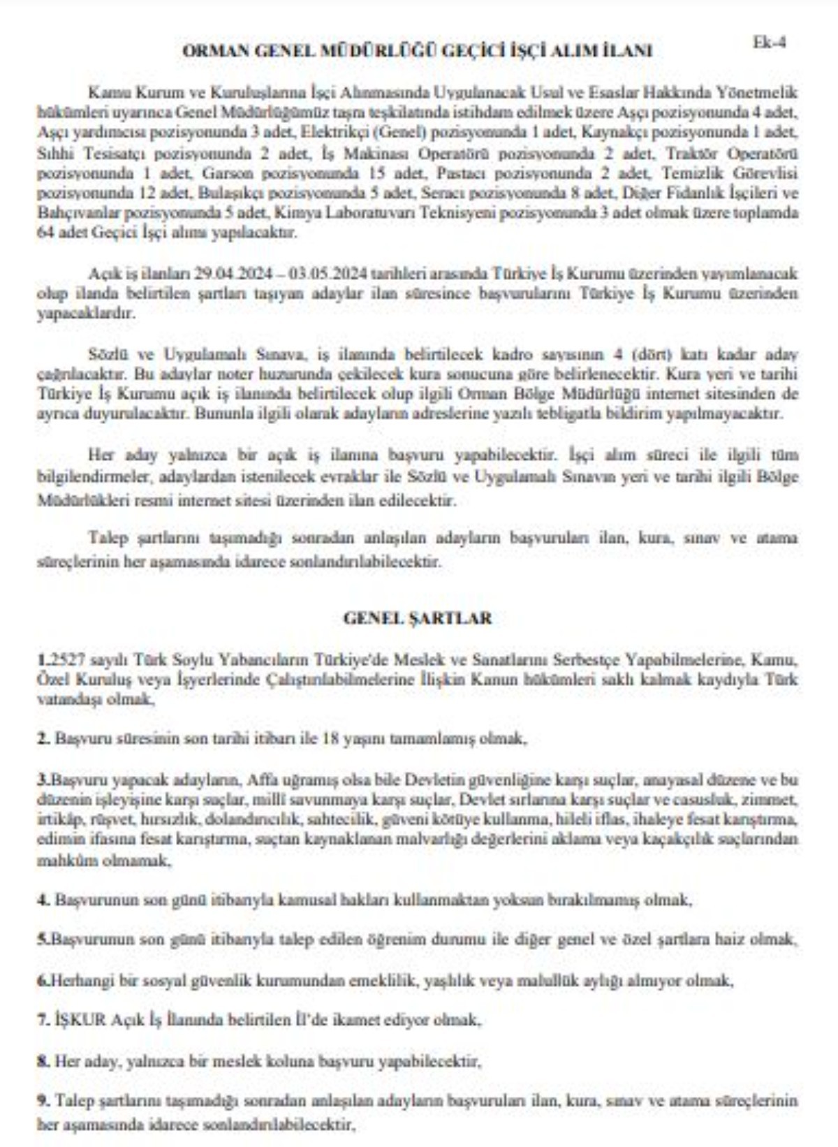 Orman Genel Müdürlüğü personel alımı