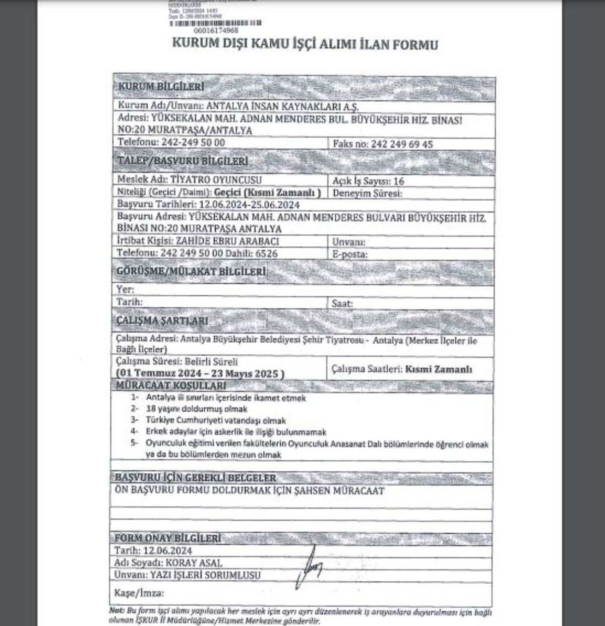 Antalya Büyükşehir Belediyesi personel alımı