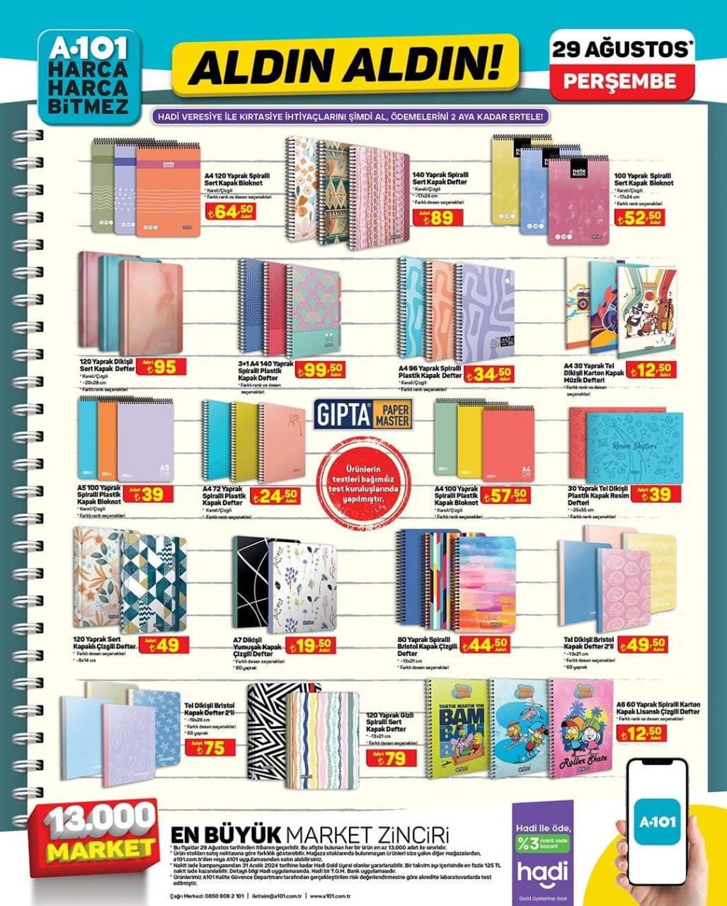 A101 29 Ağustos 2024 Perşembe aktüel ürünler kataloğu yayımlandı! A101'de okul ürünlerinde yarıya yarıya indirim fırsatı