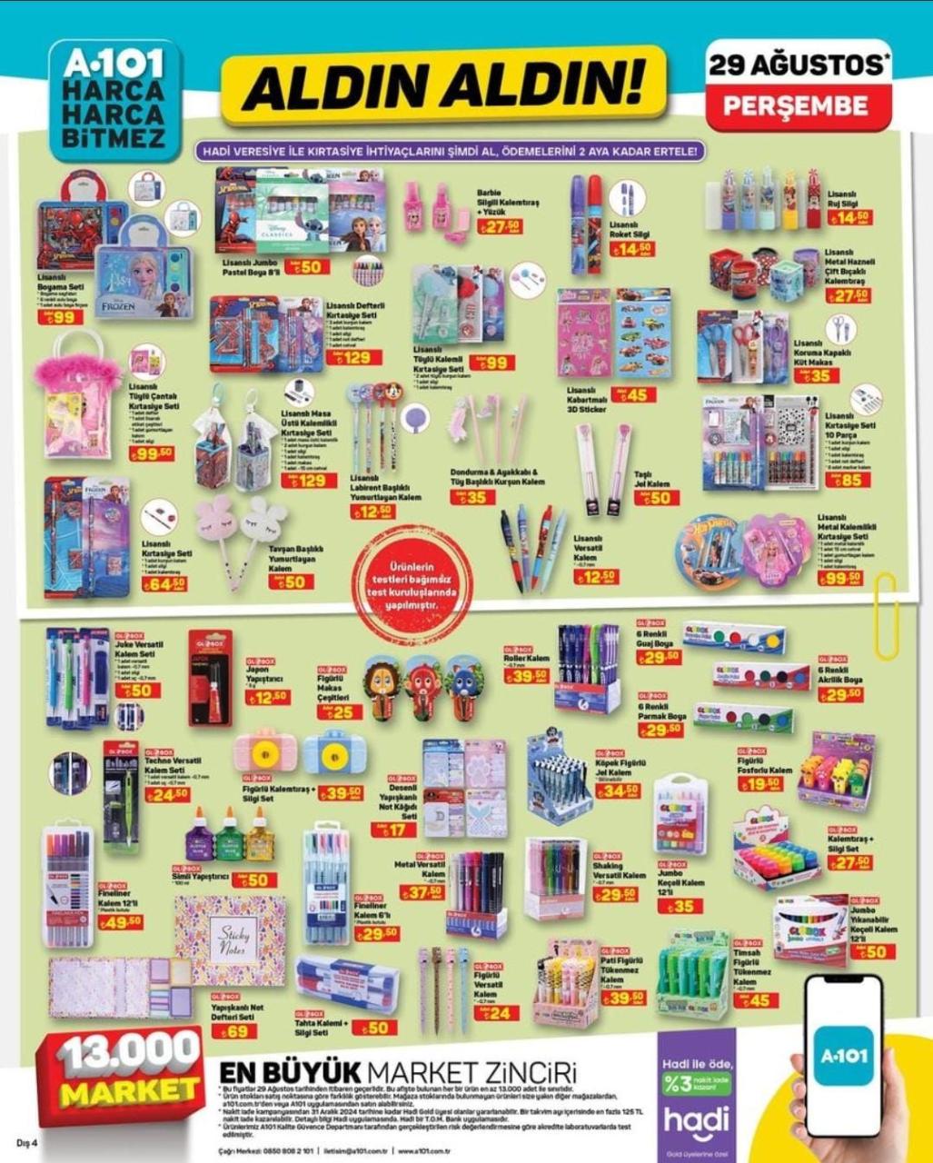 A101 29 Ağustos 2024 Perşembe aktüel ürünler kataloğu yayımlandı! A101'de okul ürünlerinde yarıya yarıya indirim fırsatı