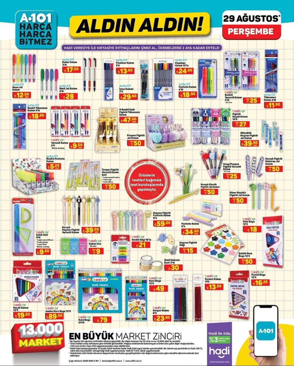 A101 29 Ağustos 2024 Perşembe aktüel ürünler kataloğu yayımlandı! A101'de okul ürünlerinde yarıya yarıya indirim fırsatı