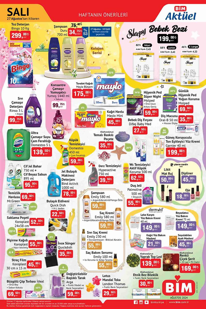 Bim 27 Ağustos 2024 İndirimli Ürünler Kataloğu Yayımlandı: Temizlik Ürünlerinden Temel Tüketim Gıdalarına Yarı Yarıya İndiriim