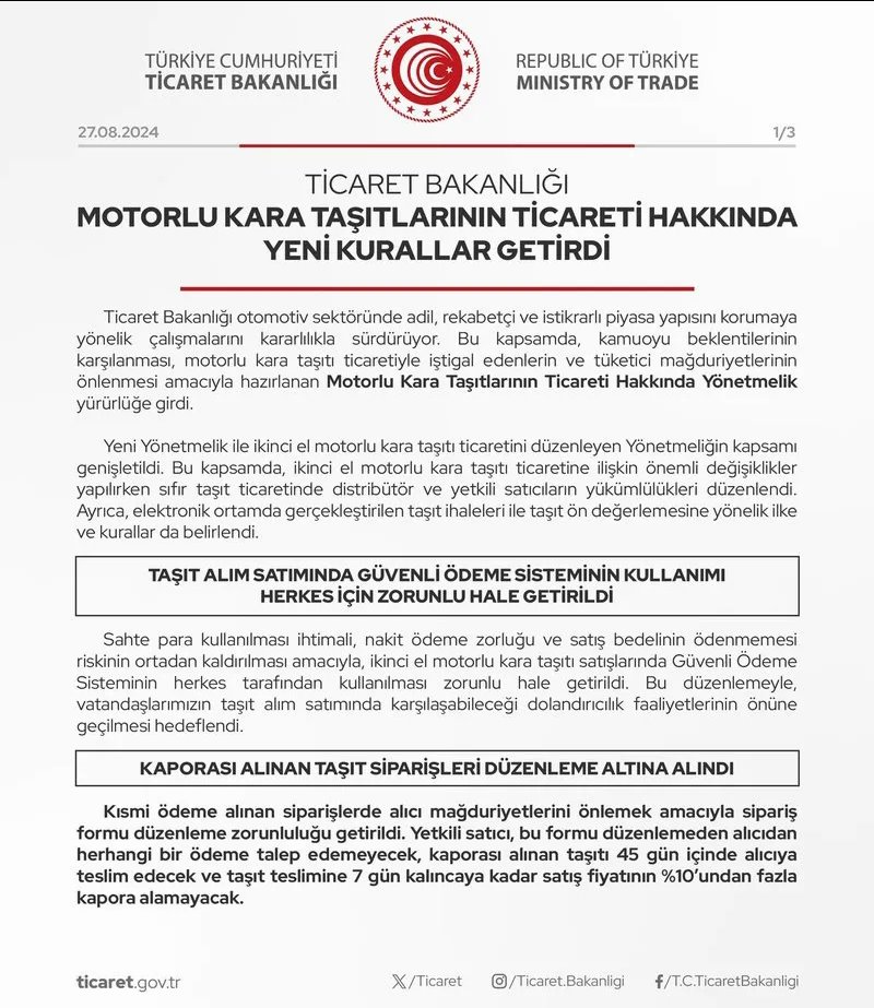 İkinci El Araba Satışlarında Yeni Dönem Başladı! Ticaret Bakanlığı'ndan Kritik Düzenlemeler Geldi