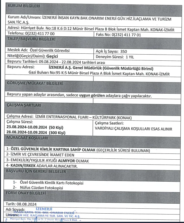 İZENERJİ şartları kaldırdı! 35.980 TL maaş ile güvenlik görevlisi alımı için başvurular devam ediyor