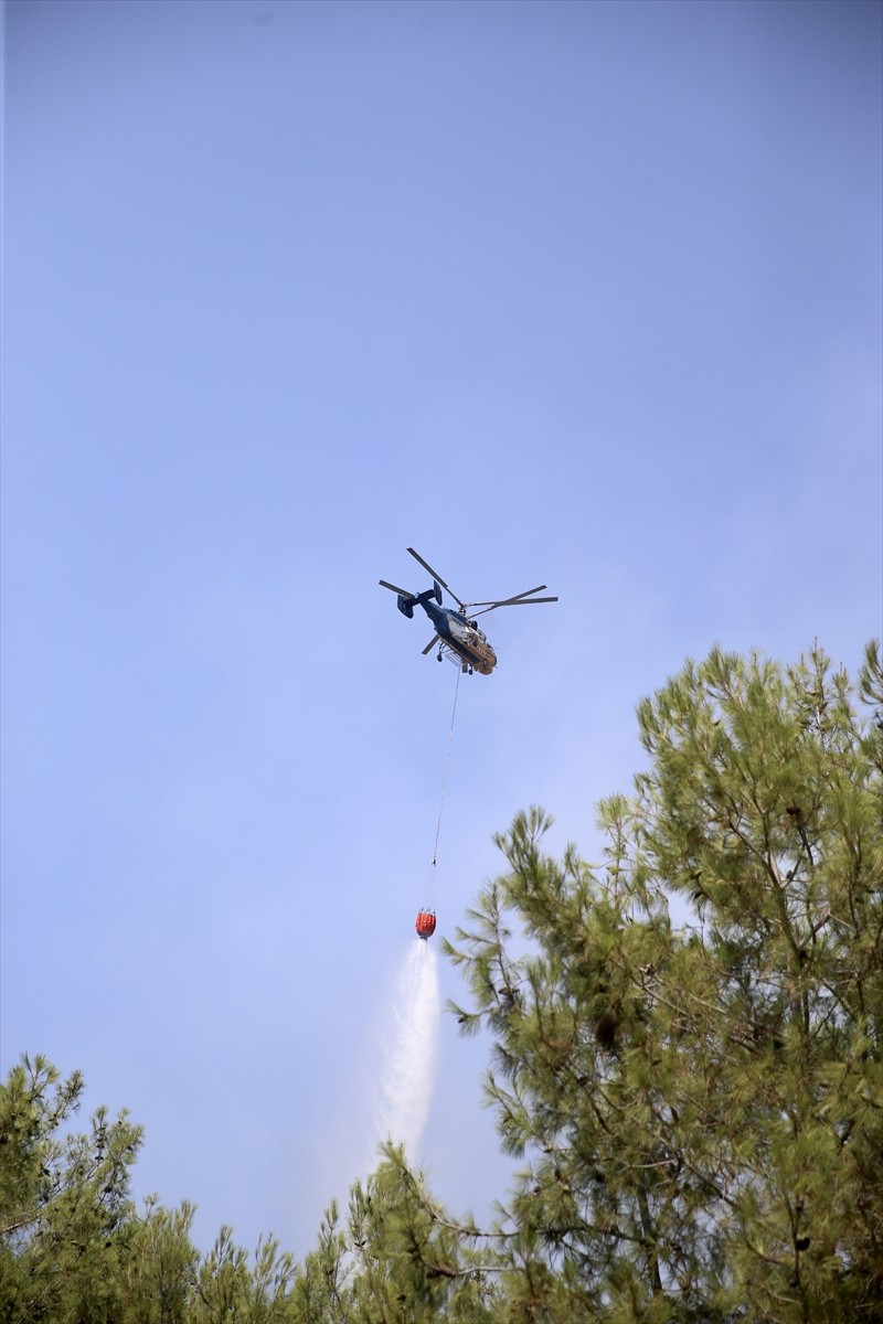 Muğla'nın Fethiye ilçesinde ormanlık alanda çıkan yangın havadan ve karadan müdahaleyle...