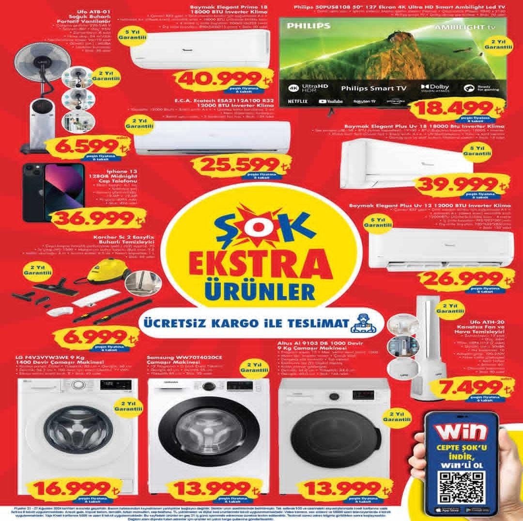 ŞOK Market 21 Ağustos 2024 İndirim Kataloğu Yayımlandı: iPhone, klima, buzdolabı, ve televizyonlarda çok büyük indirim!