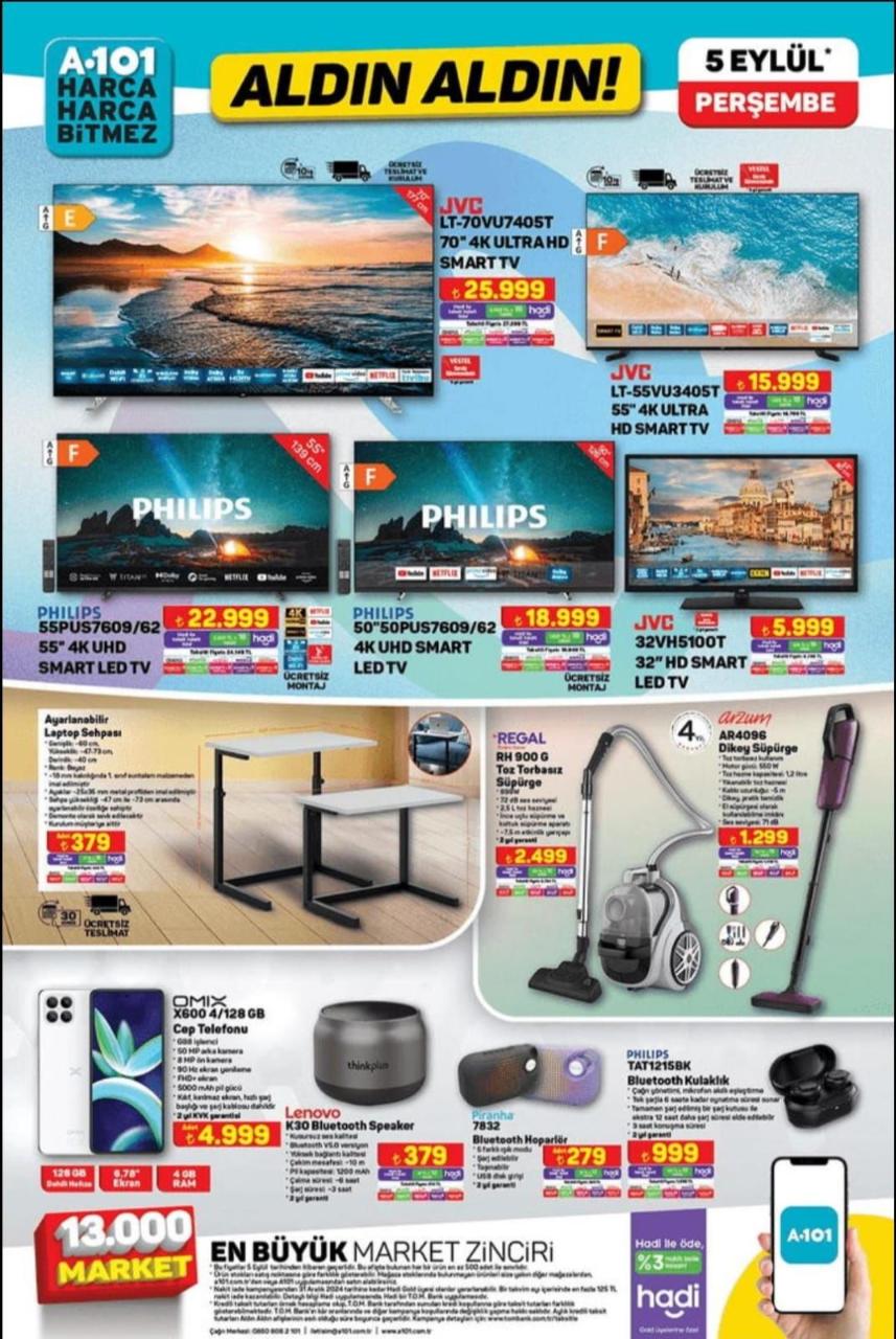A101 5-11 Eylül 2024 Kataloğu Yayımlandı! Süpürge, Yatak, Bebek Bezi, Un, Şeker, TV, Bisiklet, Tava ve Yüzlerce Ürün Çok Uyguna A101'de