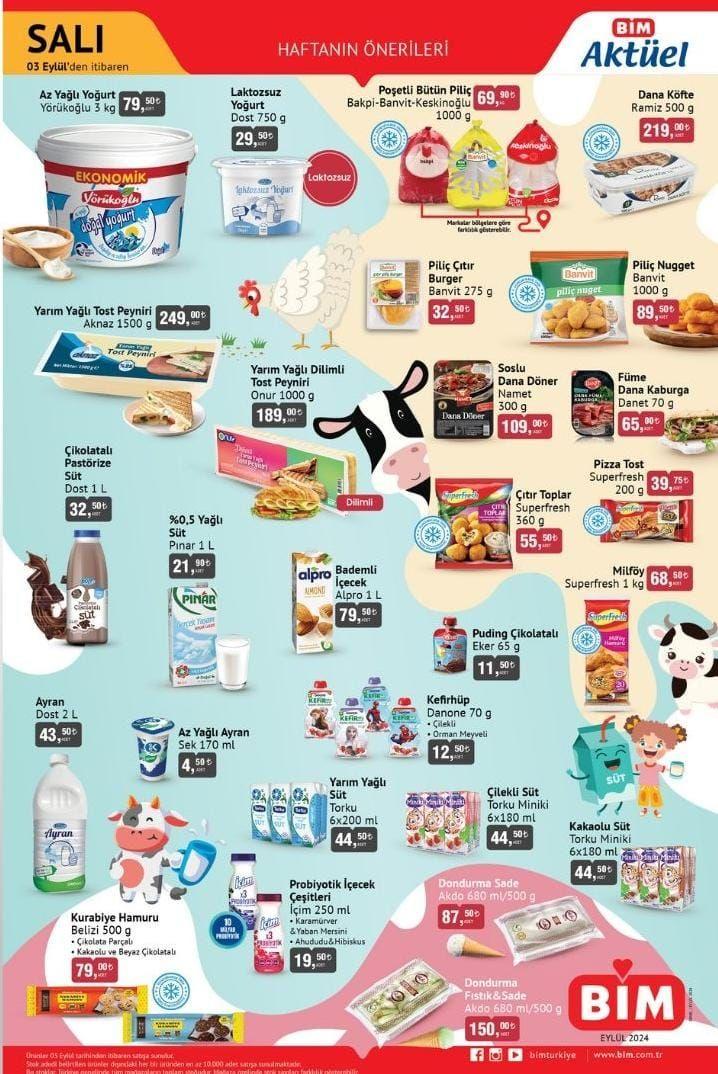 BİM 3 Eylül 2024 Aktüel Ürünler Kataloğu Yayımlandı! Bim'de peynir, zeytin, çay, deterjan, içecek ve süt ürünleri yarı yarıya düştü