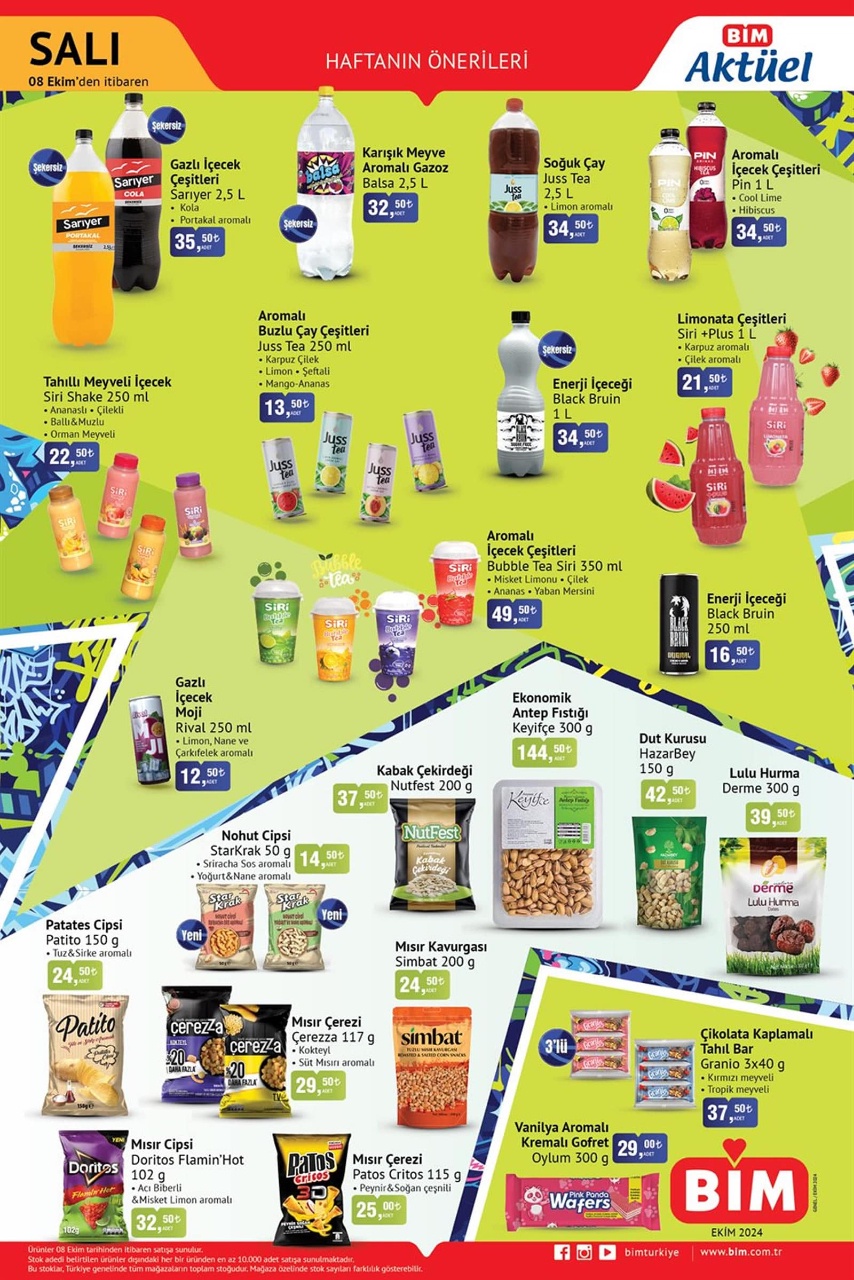 BİM 8-16 Ekim 2024 aktüel ürünler kataloğunda temizlik ve gıda ürünlerinde büyük indirim
