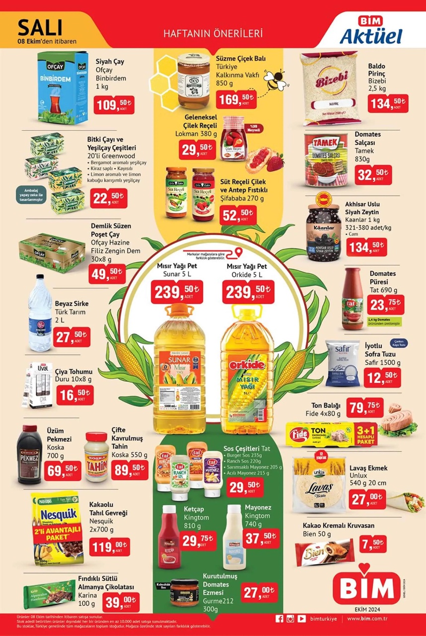 BİM 8-16 Ekim 2024 aktüel ürünler kataloğunda temizlik ve gıda ürünlerinde büyük indirim