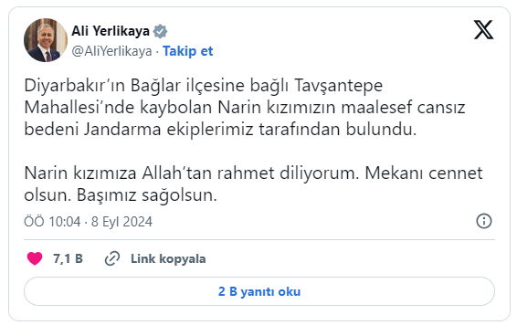 Diyarbakır’da Kaybolan 8 Yaşındaki Narin Güran'ın Cansız Bedeni Bulundu! Soruşturmada Şok Detaylar
