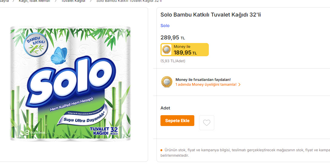 İndirimi Duyan Migros'a Koşuyor: Solo Bambu Katkılı Tuvalet Kağıdı 32'li 290 TL'den 189 TL'ye Kadar Düştü!