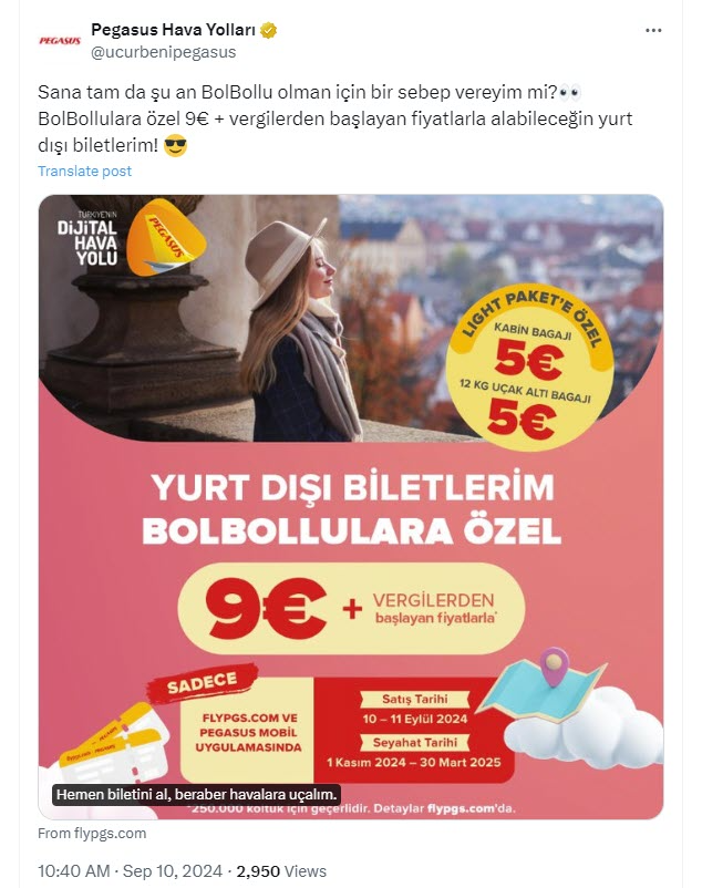 Pegasus'tan 323 TL'ye Uçuran Kampanya Fırsatı! Kampanya Detayları ve Seyahat Tarihleri