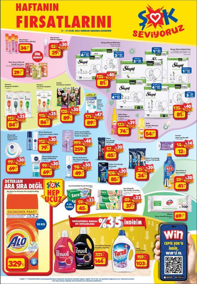 ŞOK 11-17 Eylül 2024 Aktüel Kataloğu Yayınlandı! Fairy Bulaşık Kapsulü 577 TL'den 299 TL'ye Pınar Süzme Peynir 110 TL'den 70 TL'ye Düştü