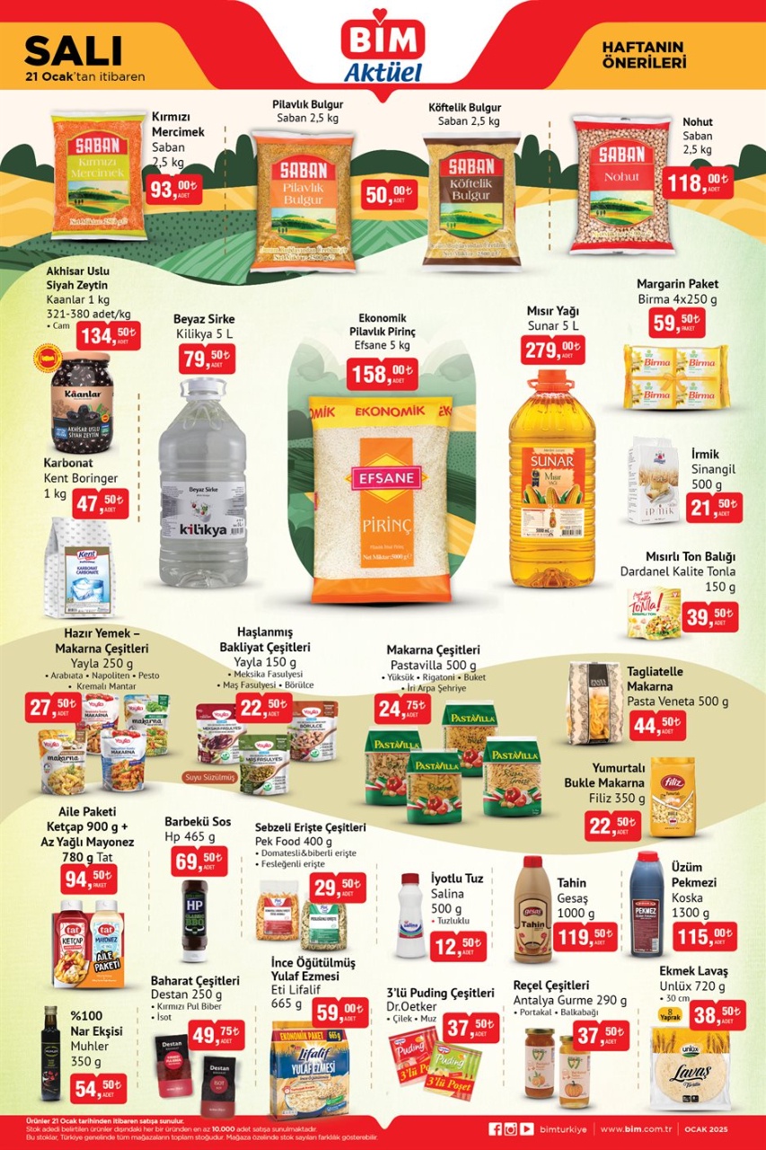 BİM 21 Ocak 2025'te 5 KG'sı 158 TL'ye Satışa Sunuyor!