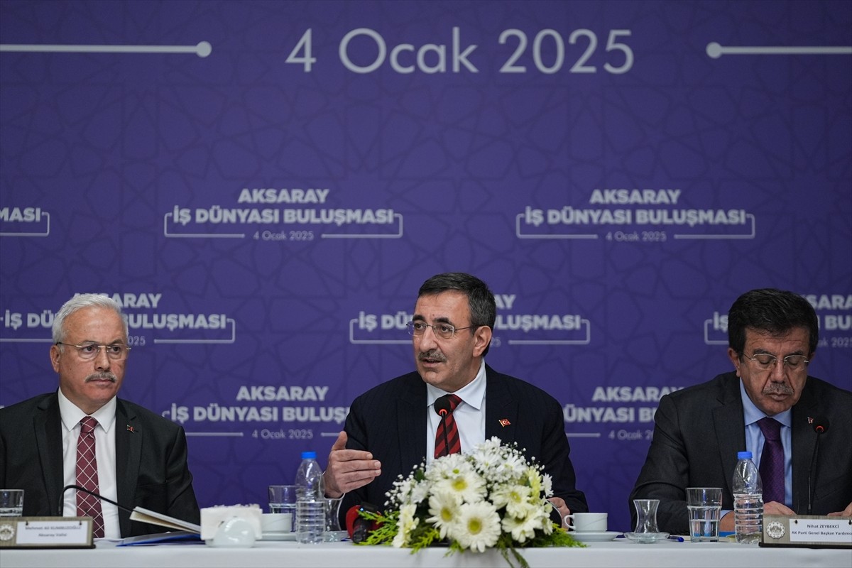 Cumhurbaşkanı Yardımcısı Cevdet Yılmaz (sol 2), Aksaray’da bir otelde düzenlenen Aksaray İş...