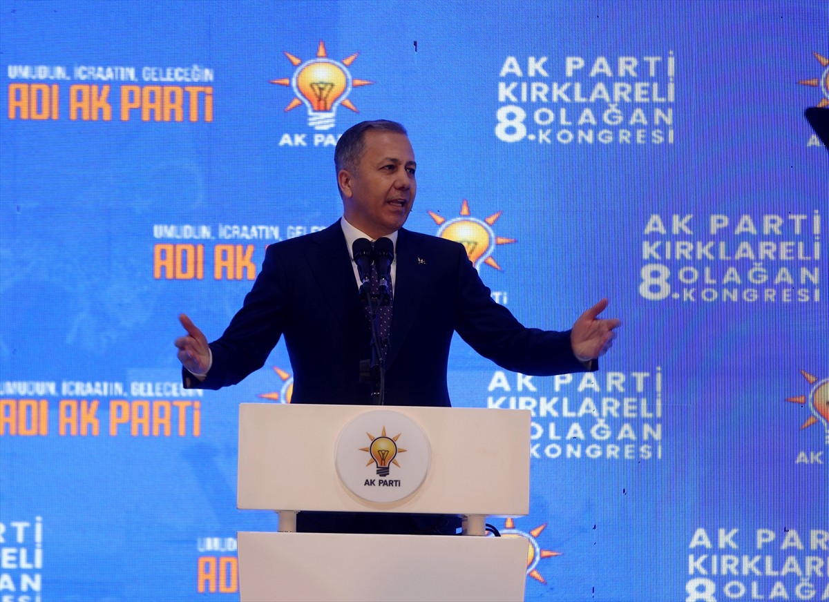 İçişleri Bakanı Ali Yerlikaya, AK Parti Kırklareli 8. Olağan İl Kongresi'ne katıldı. Bakan...