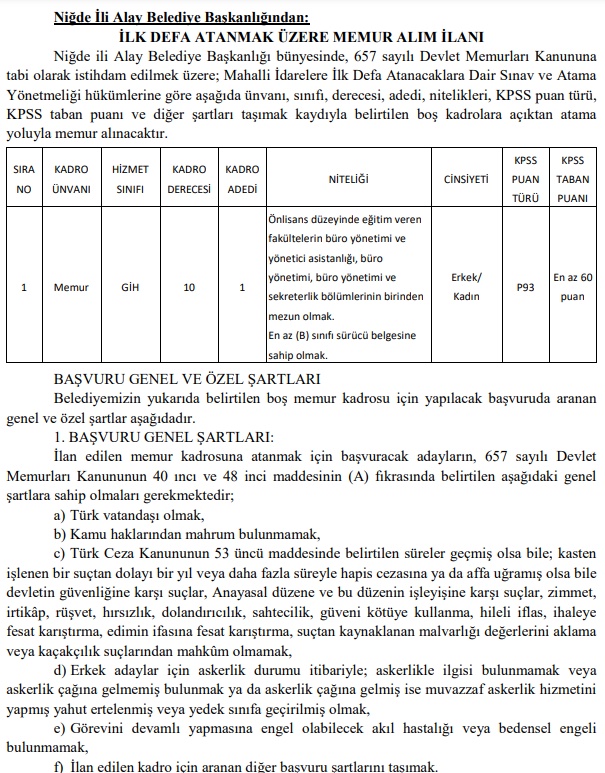 Manisa ve Niğde'de 2025 Memur Alımları Başladı!