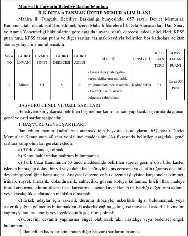 Manisa ve Niğde'de 2025 Memur Alımları Başladı!