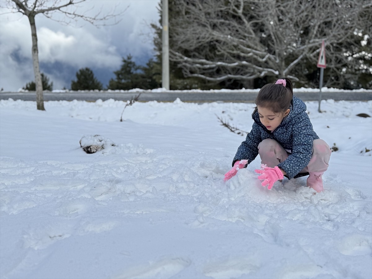  Aydın'ın bazı ilçelerinde yüksek kesimler kar yağışıyla beyaza büründü.