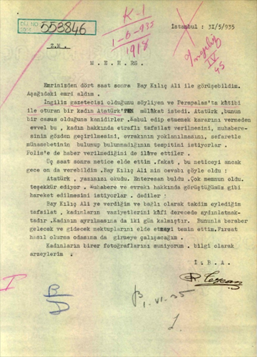  Milli İstihbarat Teşkilatı (MİT) , Atatürk'ten gazeteci olduğunu söyleyerek mülakat isteyen...