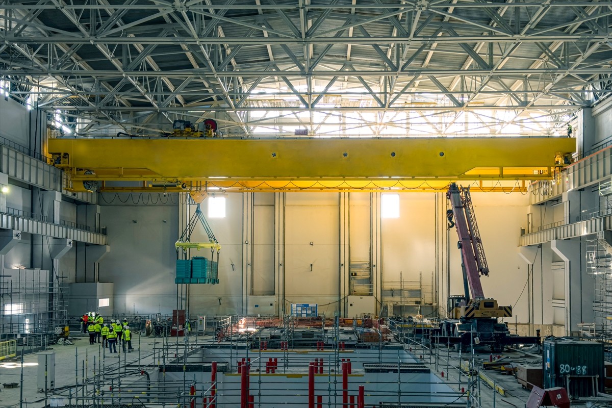 Mersin'de yapımı devam eden Akkuyu Nükleer Güç Santrali'nde (NGS), ikinci güç ünitesinin makine...
