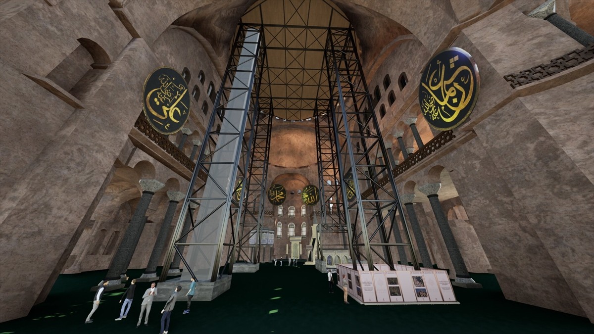 Kültür ve Turizm Bakanlığınca 1486 yıllık Ayasofya-i Kebir Cami-i Şerifi'nin ana kubbesinin...